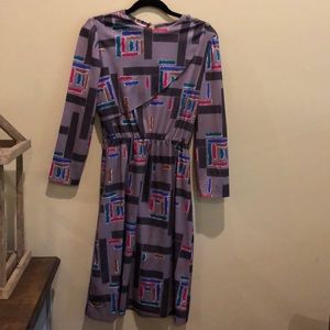 Vintage Geometric Midi Dress Medium